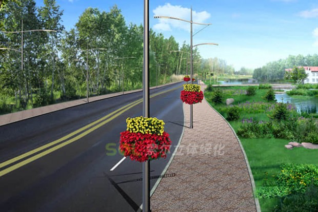 燈桿綠化景觀設計效果圖